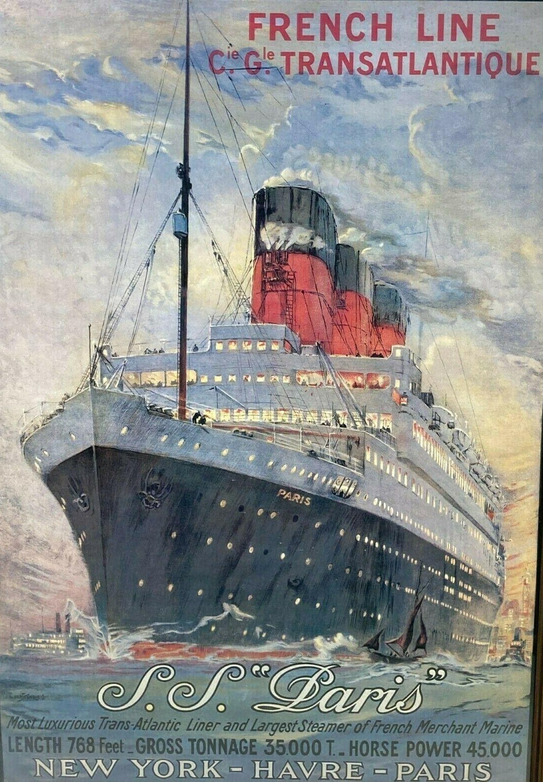 Vintage ocean liner poster offered at Cardenas Auctions